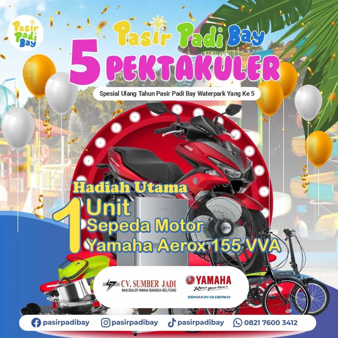 Ultah PAPABAY yang Ke-5: Dapatkan Hadiah Utama satu unit Sepeda Motor Yamaha Aerox 155-VVA dan Hadiah Menarik Lainya Ultah PAPABAY yang Ke-5: Dapatkan Hadiah Utama satu unit Sepeda Motor Yamaha Aerox 155-VVA dan Hadiah Menarik Lainya